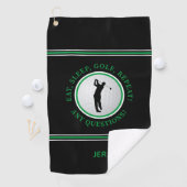 Golfer Quote Male Sports Pro Golf Ball Black Green Golfhanddoek (Insitu)