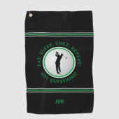 Golfer Quote Male Sports Pro Golf Ball Black Green Golfhanddoek (Voorkant)