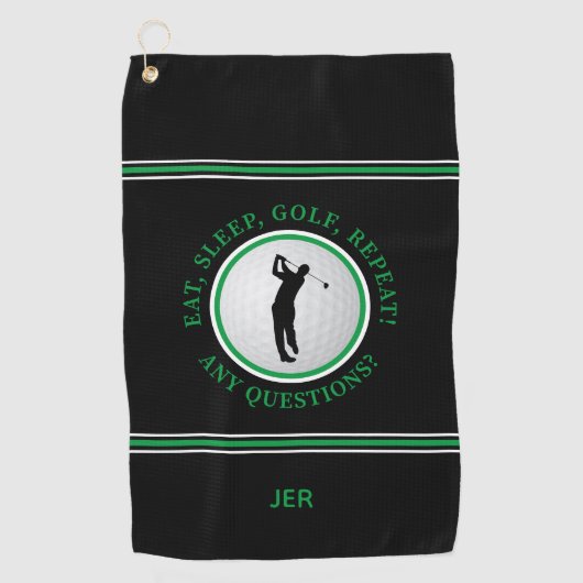 Golfer Quote Male Sports Pro Golf Ball Black Green Golfhanddoek (Voorkant)