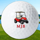 Golfer Red Cart Personalized 3 Initial Monogram Golfballen