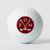 Golfer Red Monogram three letters nick Golfballen (Voorkant)