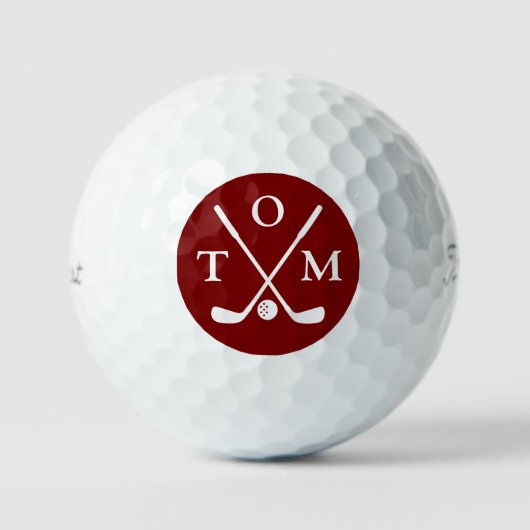 Golfer Red Monogram three letters nick Golfballen (Voorkant)
