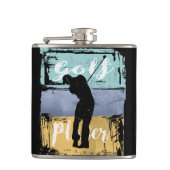 Golfer  Retro Style Golf Heupfles (Voorkant)