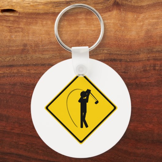 Golfer Road Sign Sleutelhanger (Voorkant)