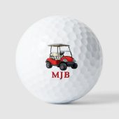 Golfer Rode Kar Personalized 3 Initiaal Monogram Golfballen (Voorkant)