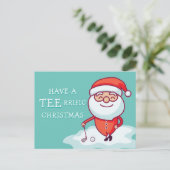Golfer Santa Claus Briefkaart (Staand voorkant)