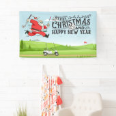 Golfer Santa Claus golf op kerst Spandoek (Insitu)