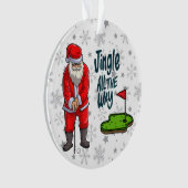 Golfer Santa Claus golf op kerstfeestdag Ornament (voorkant)