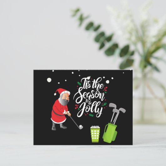 Golfer Santa Claus golfbal met kerstmis Briefkaart (Staand voorkant)