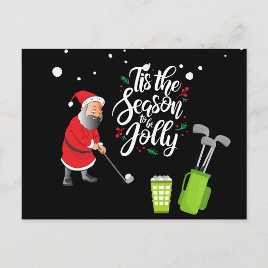 Golfer Santa Claus golfbal met kerstmis Briefkaart (Voorkant)