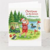 Golfer Santa Claus Golfen in Minnesota Lake uitzic Kaart (Voorkant)