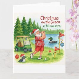 Golfer Santa Claus Golfen in Minnesota Lake uitzic Kaart