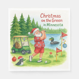 Golfer Santa Claus Golfen in Minnesota op groen Servet