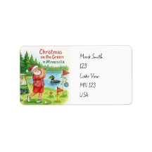 Golfer Santa Claus Golfing in Minnesota Lake view