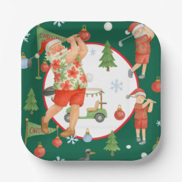 Golfer Santa Claus Golfing in Minnesota on Green Papieren Bordje