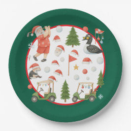 Golfer Santa Claus Golfing in Minnesota on Green Papieren Bordje