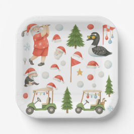 Golfer Santa Claus Golfing in Minnesota on Green Papieren Bordje
