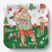 Golfer Santa Claus Golfing in Minnesota on Green Papieren Bordje (Voorkant)