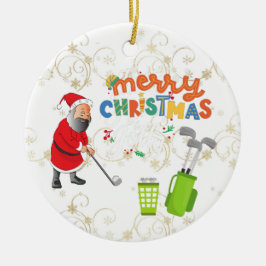 Golfer Santa Claus golft onder sneeuwkerst Keramisch Ornament
