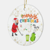 Golfer Santa Claus golft onder sneeuwkerst Keramisch Ornament (Links)