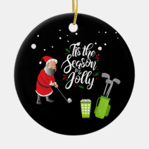 Golfer Santa Claus golft onder sneeuwkerst Keramisch Ornament