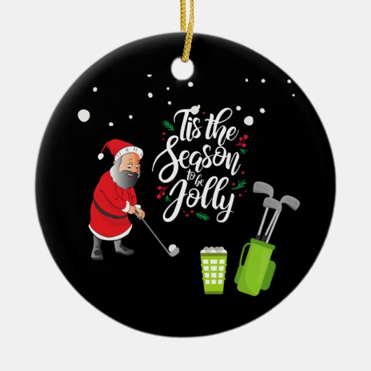 Golfer Santa Claus golft onder sneeuwkerst Keramisch Ornament (Voorkant)