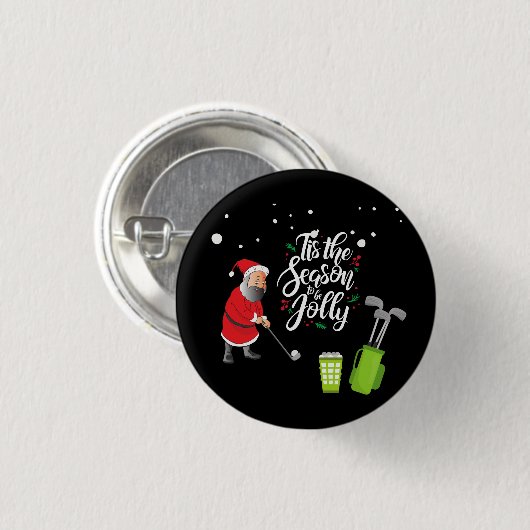 Golfer Santa Claus golft onder sneeuwkerst Ronde Button 3,2 Cm (Voorkant /achterkant)