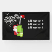 Golfer Santa Claus met een golftas met kerstcadeau Spandoek (Horizontaal)