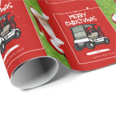 Golfer Santa Claus met Golf Cart Kerst Cadeaupapier (Rol Hoek)