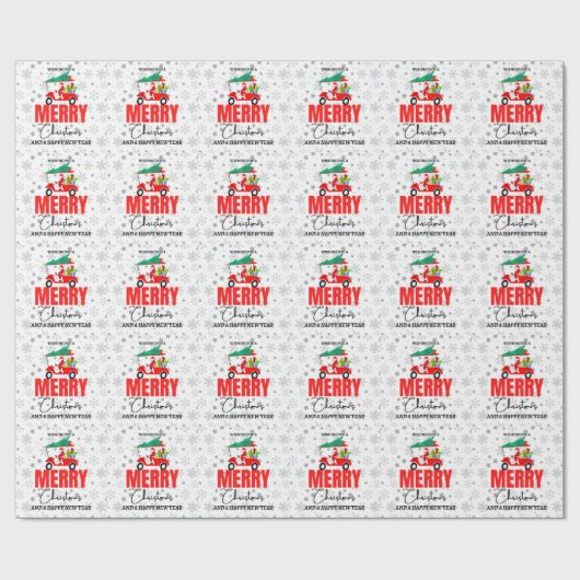 Golfer Santa Claus met Golf Cart Kerst Cadeaupapier (Vlak)
