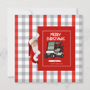 Golfer Santa Claus met Golf Cart Kerst Feestdagenkaart