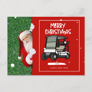 Golfer Santa Claus met Golf Cart Kerst Feestdagenkaart