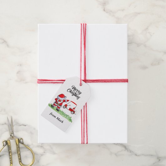Golfer Santa Cluas Dabbing Golf Kerstfeest Cadeaulabel (Met Touw)