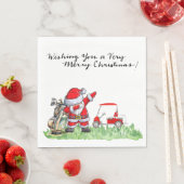 Golfer Santa Cluas Dabbing Golf Kerstfeest Servet (Insitu)