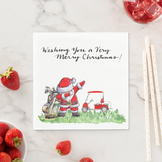 Golfer Santa Cluas Dabbing Golf Kerstfeest Servet (Insitu)