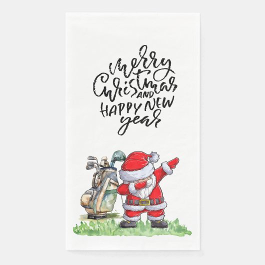 Golfer Santa Cluas Dabbing Golf Kerstfeest Servet (Voorkant)
