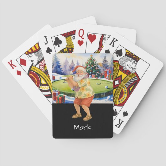 Golfer Santa is golfing wears Hawaii Shirt Pokerkaarten (Achterkant)
