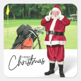 Golfer Santa op groen voor Kerstmis Vierkante Sticker