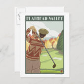 Golfer Scene - Flathead-meer, Montana Briefkaart (Voorkant / Achterkant)