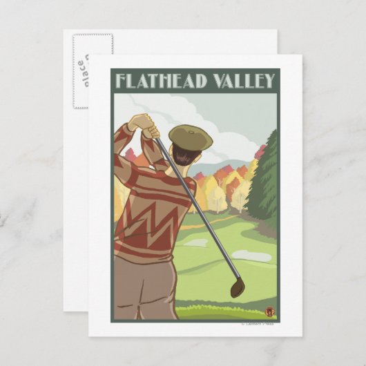 Golfer Scene - Flathead-meer, Montana Briefkaart (Voorkant / Achterkant)