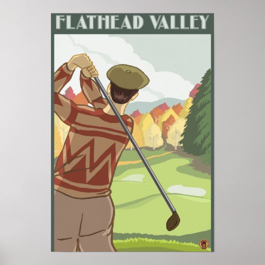 Golfer Scene - Flathead-meer, Montana Poster (Voorkant)
