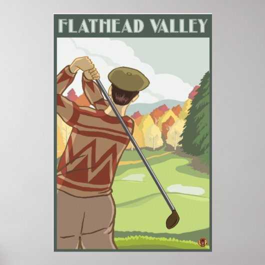 Golfer Scene - Flathead-meer, Montana Poster (Voorkant)