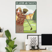 Golfer Scene - Flathead-meer, Montana Poster (Thuiskantoor)