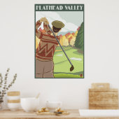 Golfer Scene - Flathead-meer, Montana Poster (Keuken)