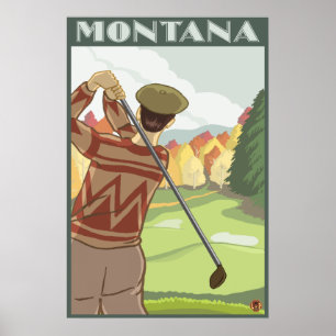 Golfer Scene - Montana Poster