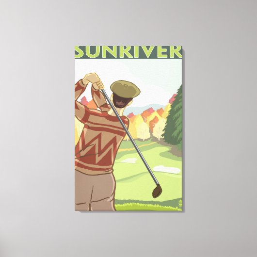Golfer Scene - Sun River, Oregon Canvas Afdruk (Voorkant)