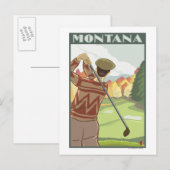 Golfer SceneMontanaVintage Travel Poster Briefkaart (Voorkant / Achterkant)
