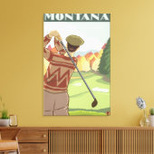 Golfer SceneMontanaVintage Travel Poster Canvas Afdruk (Insitu (Woonkamer))