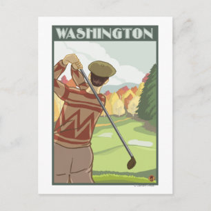 Golfer SceneWashingtonVintage Travel Poster Briefkaart
