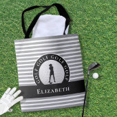 Golfer Schattige Monogrammed Golf Modern Zwart Sti Tote Bag